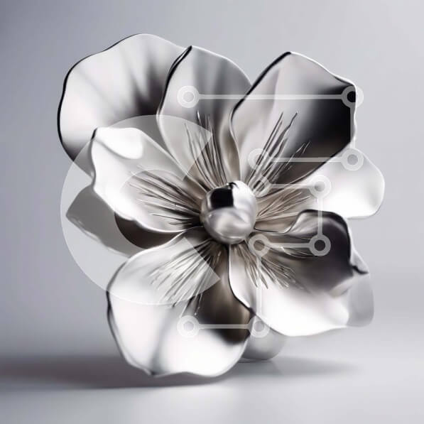 Intra Συλλεκτικό Ξύλινο Παζλ Plywood  4mm - Ασημένιο γλυπτό λουλουδιών σε λευκή επιφάνεια Σε Ξύλινο Κουτί - Διαστάσεις: 10x10 cm – 25 κομμάτια