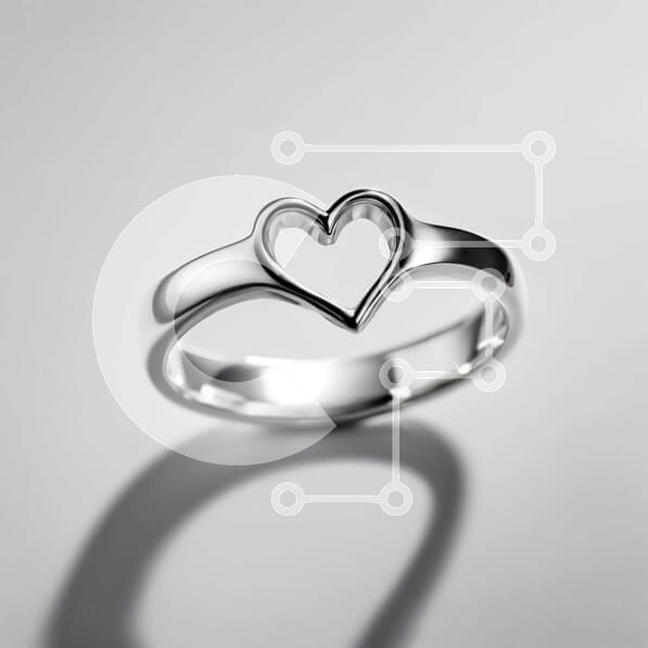 Σετ των 2 Intra Συλλεκτικό Ξύλινο Παζλ Plywood  4mm - Ασημένιο δαχτυλίδι σε σχήμα καρδιάς σε υπόλευκο φόντο Σε Ξύλινο Κουτί - Διαστάσεις: 10x10 cm – 25 κομμάτια