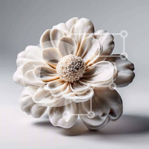 Intra Συλλεκτικό Ξύλινο Παζλ Plywood  4mm - Λευκό λουλούδι γλυπτό σε υπόλευκο φόντο Σε Ξύλινο Κουτί - Διαστάσεις Puzzle: 10x10 cm – 25 κομμάτια