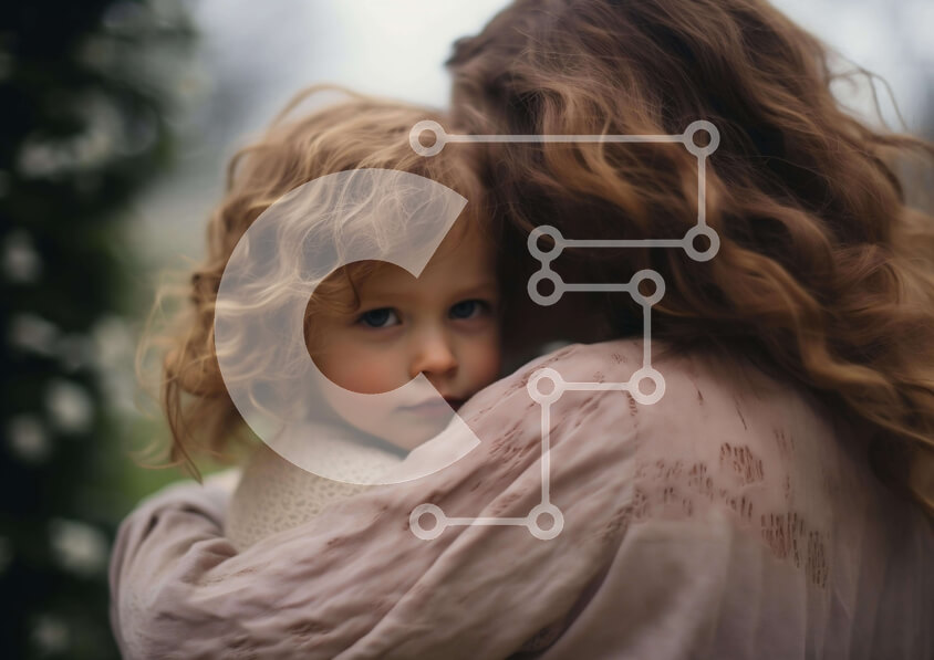 Intra Συλλεκτικό Ξύλινο Παζλ Plywood  4mm - Νεαρό κορίτσι που αγκαλιάζει τη μητέρα στη φύση Σε Ξύλινο Κουτί - Διαστάσεις Puzzle: 10x10 cm – 25 κομμάτια