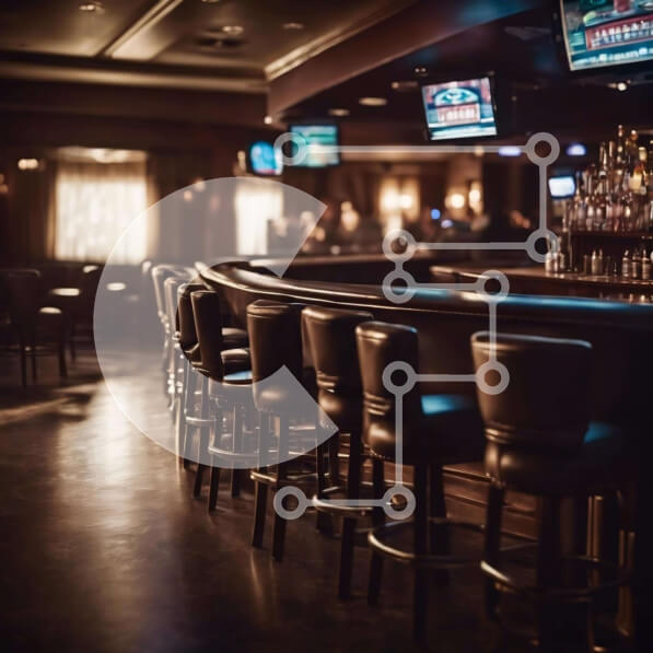 Intra Συλλεκτικό Ξύλινο Παζλ Plywood  4mm - Σκοτεινό και Άδειο Μπαρ με μαύρα σκαμπό και τηλεοράσεις Σε Ξύλινο Κουτί - Διαστάσεις Puzzle: 10x10 cm – 25 κομμάτια