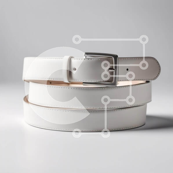 Σετ των 2 Intra Συλλεκτικό Ξύλινο Παζλ Plywood  4mm - Λευκή δερμάτινη ζώνη με ασημένια πόρπη σε γκρι φόντο Σε Ξύλινο Κουτί - Διαστάσεις: 10x10 cm – 25 κομμάτια