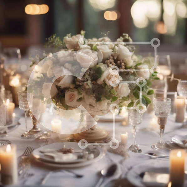 Σετ των 2 Intra Συλλεκτικό Ξύλινο Παζλ Plywood  4mm - Κομψή ρύθμιση τραπεζαρίας με λευκά τριαντάφυλλα και κεριά Σε Ξύλινο Κουτί - Διαστάσεις: 10x10 cm – 25 κομμάτια