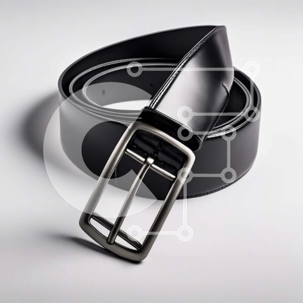 Σετ των 2 Intra Συλλεκτικό Ξύλινο Παζλ Plywood  4mm - Μαύρη δερμάτινη ζώνη με ασημένια πόρπη σε λευκό φόντο Σε Ξύλινο Κουτί - Διαστάσεις: 10x10 cm – 25 κομμάτια