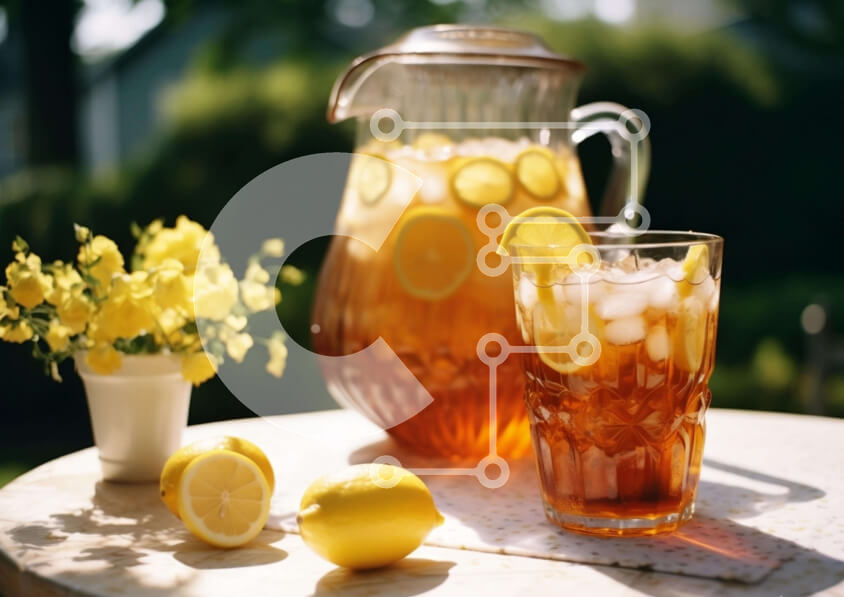 Σετ των 2 Intra Συλλεκτικό Ξύλινο Παζλ Plywood  4mm - Ειδυλλιακό σκηνικό εξωτερικού χώρου με τσάι, λεμόνι και πάγο Σε Ξύλινο Κουτί - Διαστάσεις: 10x10 cm – 25 κομμάτια