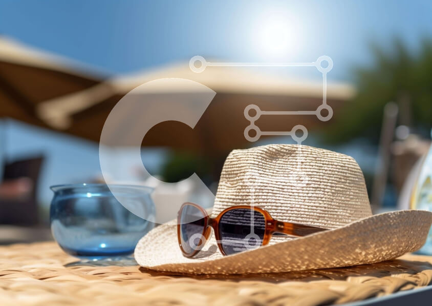 Intra Συλλεκτικό Ξύλινο Παζλ Plywood  4mm - Χαλάρωση σε εξωτερικούς χώρους με ψάθινο καπέλο και γυαλιά ηλίου Σε Ξύλινο Κουτί - Διαστάσεις Puzzle: 10x10 cm – 25 κομμάτια