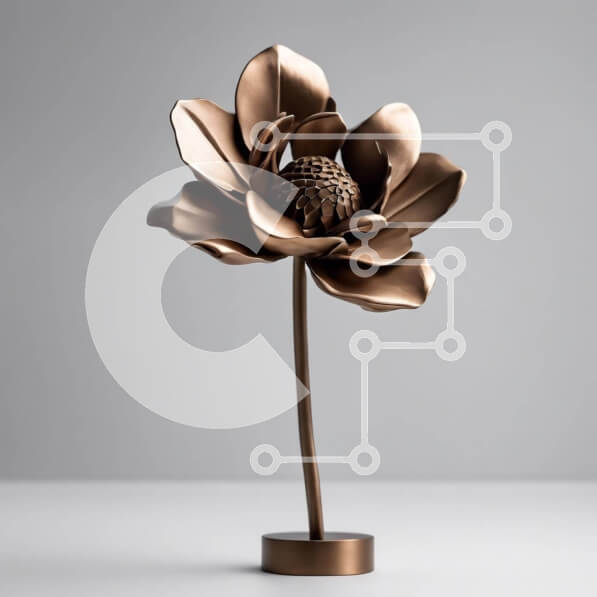 Intra Συλλεκτικό Ξύλινο Παζλ Plywood  4mm - Χάλκινο γλυπτό λουλουδιών σε ξύλινη βάση Σε Ξύλινο Κουτί - Διαστάσεις: 10x10 cm – 25 κομμάτια