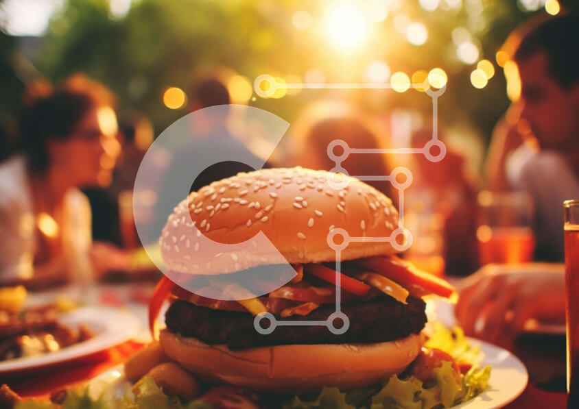 Σετ των 2 Intra Συλλεκτικό Ξύλινο Παζλ Plywood  4mm - Υπαίθριο Δείπνο με Χάμπουργκερ Σε Ξύλινο Κουτί - Διαστάσεις: 10x10 cm – 25 κομμάτια