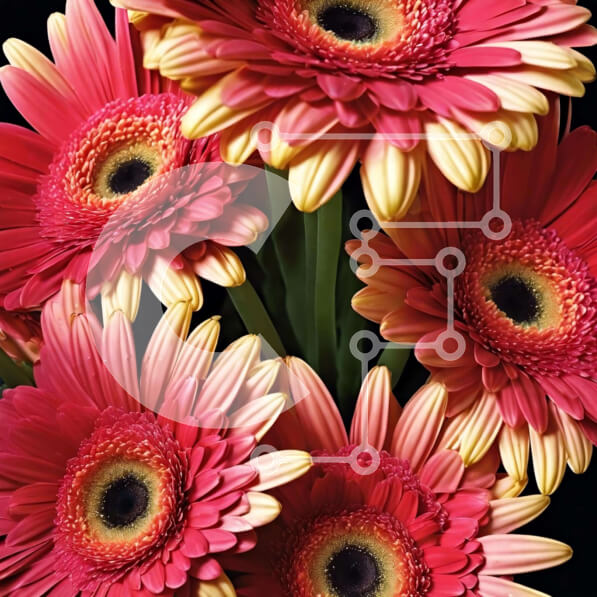 Intra Συλλεκτικό Ξύλινο Παζλ Plywood  4mm - Μπουκέτο με ροζ και κίτρινες μαργαρίτες σε μαύρο βάζο Σε Ξύλινο Κουτί - Διαστάσεις: 10x10 cm – 25 κομμάτια