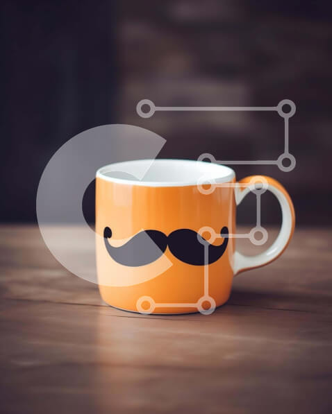 Intra Συλλεκτικό Ξύλινο Παζλ Plywood  4mm - Πορτοκαλί κούπα καφέ με σχέδιο μουστάκι Σε Ξύλινο Κουτί - Διαστάσεις: 10x10 cm – 25 κομμάτια