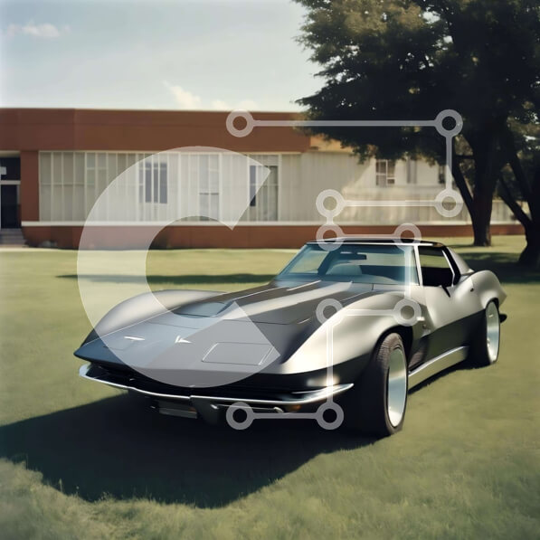 Intra Συλλεκτικό Ξύλινο Παζλ Plywood  4mm - Καλοσυντηρημένο μαύρο σπορ αυτοκίνητο παρκαρισμένο μπροστά σε πολυκατοικία Σε Ξύλινο Κουτί - Διαστάσεις Puzzle: 10x10 cm – 25 κομμάτια