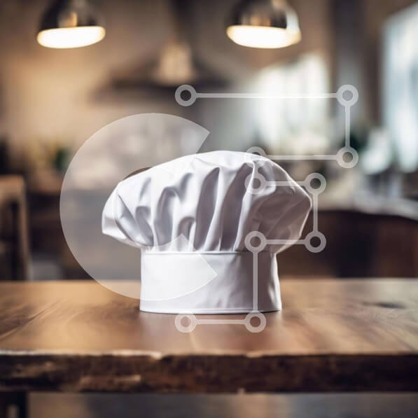 Intra Συλλεκτικό Ξύλινο Παζλ Plywood  4mm - Καπέλο σεφ σε ξύλινο τραπέζι με κατσαρόλες και τηγάνια Σε Ξύλινο Κουτί - Διαστάσεις: 10x10 cm – 25 κομμάτια