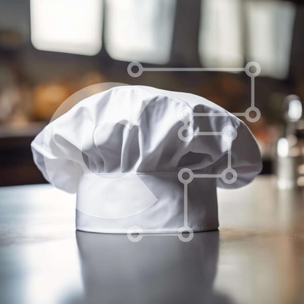 Intra Συλλεκτικό Ξύλινο Παζλ Plywood  4mm - Λευκό καπέλο σεφ σε πάγκο βιομηχανικής κουζίνας Σε Ξύλινο Κουτί - Διαστάσεις Puzzle: 10x10 cm – 25 κομμάτια