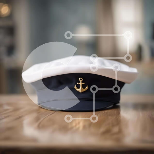 Intra Συλλεκτικό Ξύλινο Παζλ Plywood  4mm - Ναυτικό καπέλο καπετάνιου σε ξύλινο τραπέζι Σε Ξύλινο Κουτί - Διαστάσεις Puzzle: 10x10 cm – 25 κομμάτια