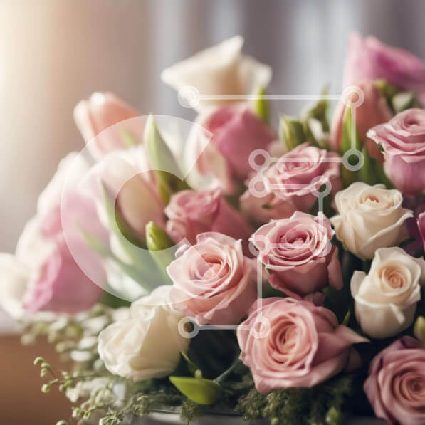 Intra Συλλεκτικό Ξύλινο Παζλ Plywood  4mm - Βάζο με ροζ και λευκά τριαντάφυλλα για ειδικές περιστάσεις Σε Ξύλινο Κουτί - Διαστάσεις: 10x10 cm – 25 κομμάτια