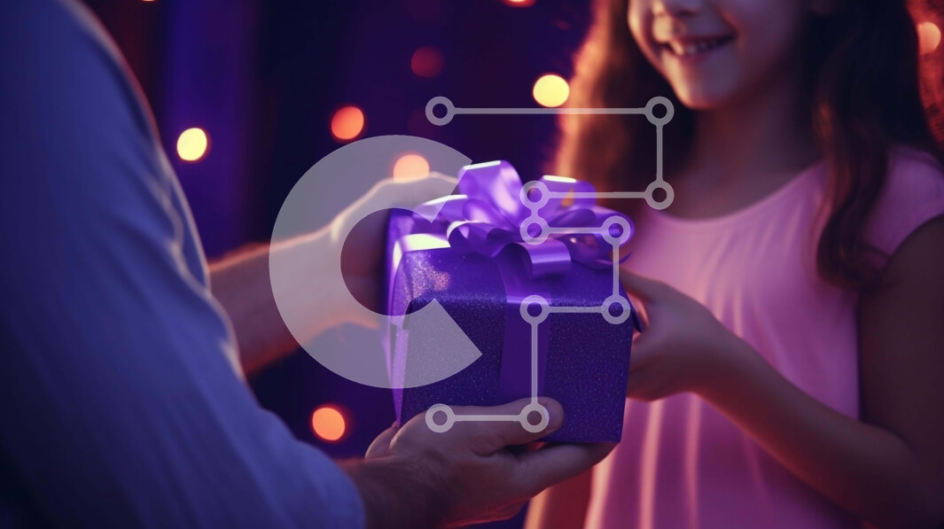 Intra Συλλεκτικό Ξύλινο Παζλ Plywood  4mm - Άνδρας και κορίτσι που ανταλλάσσουν δώρα Σε Ξύλινο Κουτί - Διαστάσεις Puzzle: 10x10 cm – 25 κομμάτια