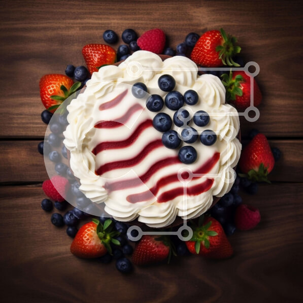 Σετ των 2 Intra Συλλεκτικό Ξύλινο Παζλ Plywood  4mm - Πατριωτικό κέικ με φρέσκα φρούτα και μπαλόνια Σε Ξύλινο Κουτί - Διαστάσεις: 10x10 cm – 25 κομμάτια