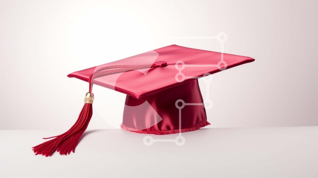 Intra Συλλεκτικό Ξύλινο Παζλ Plywood  4mm - Κόκκινο καπάκι αποφοίτησης σε άσπρο φόντο Σε Ξύλινο Κουτί - Διαστάσεις Puzzle: 10x10 cm – 25 κομμάτια