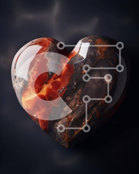 Intra Συλλεκτικό Ξύλινο Παζλ Plywood  4mm - Πέτρα σε σχήμα καρδιάς με κόκκινα και πορτοκαλί χρώματα Σε Ξύλινο Κουτί - Διαστάσεις Puzzle: 10x10 cm – 25 κομμάτια