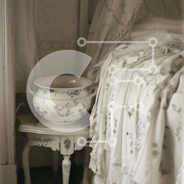 Intra Συλλεκτικό Ξύλινο Παζλ Plywood  4mm - Πολυτελές υπνοδωμάτιο με λευκό κρεβάτι και κεντημένο κουβερλί Σε Ξύλινο Κουτί - Διαστάσεις Puzzle: 10x10 cm – 25 κομμάτια