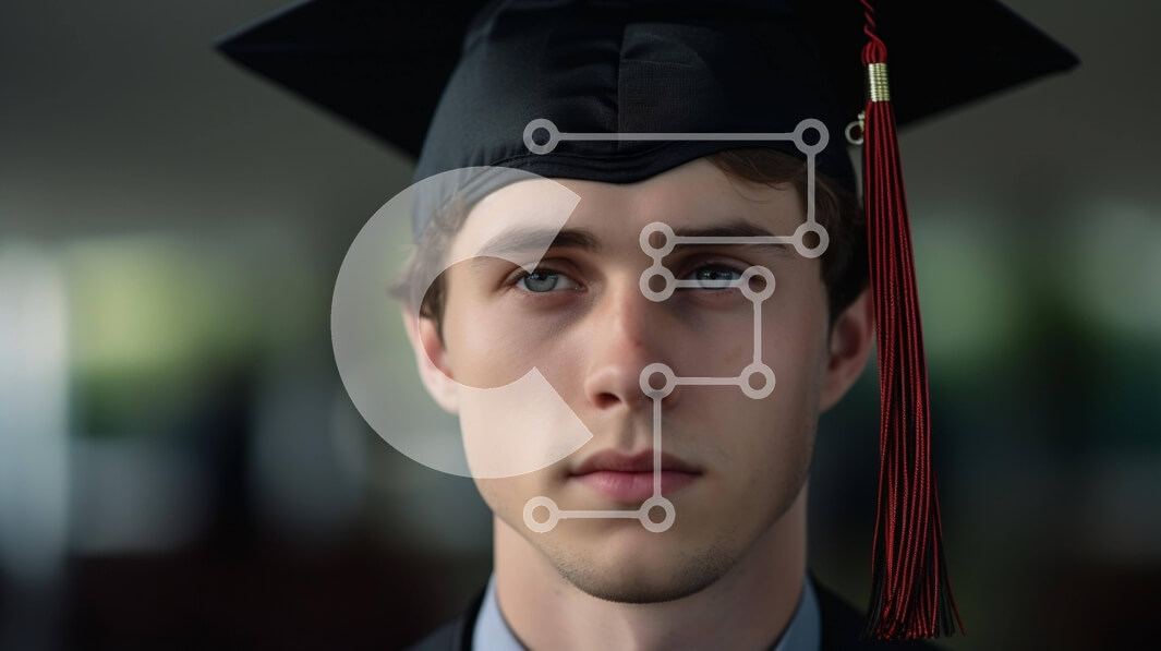 Intra Συλλεκτικό Ξύλινο Παζλ Plywood  4mm - Νεαρός άνδρας στην αποφοίτηση Καπ Σε Ξύλινο Κουτί - Διαστάσεις Puzzle: 10x10 cm – 25 κομμάτια