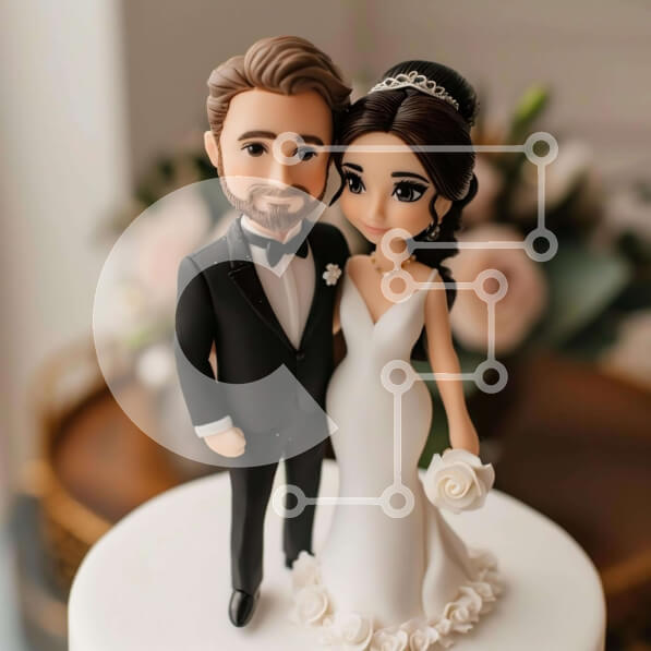 Σετ των 2 Intra Συλλεκτικό Ξύλινο Παζλ Plywood  4mm - Topper Γαμήλιας Τούρτας με Νύφη και Γαμπρό Σε Ξύλινο Κουτί - Διαστάσεις: 10x10 cm – 25 κομμάτια