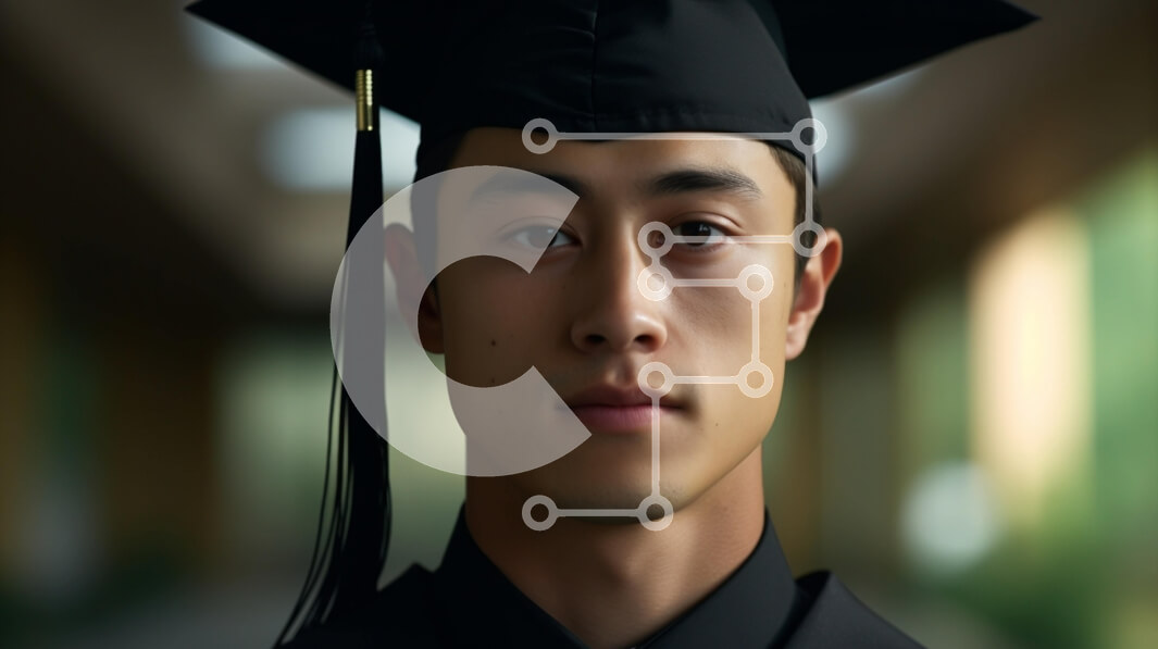 Intra Συλλεκτικό Ξύλινο Παζλ Plywood  4mm - Σοβαρό πορτρέτο αποφοίτησης ενός νεαρού άνδρα Σε Ξύλινο Κουτί - Διαστάσεις Puzzle: 10x10 cm – 25 κομμάτια