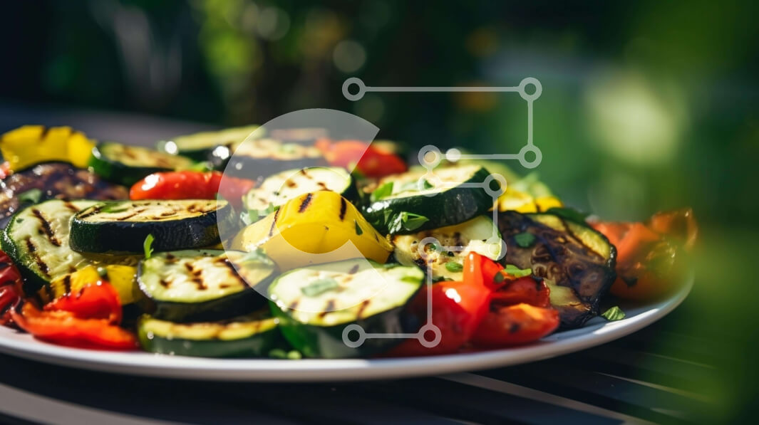 Σετ των 2 Intra Συλλεκτικό Ξύλινο Παζλ Plywood  4mm - Πιάτο με ψητά λαχανικά σε εξωτερικούς χώρους Σε Ξύλινο Κουτί - Διαστάσεις: 10x10 cm – 25 κομμάτια