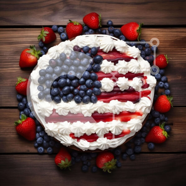 Σετ των 2 Intra Συλλεκτικό Ξύλινο Παζλ Plywood  4mm - Κέικ αμερικανικής σημαίας με φρέσκα μούρα Σε Ξύλινο Κουτί - Διαστάσεις: 10x10 cm – 25 κομμάτια