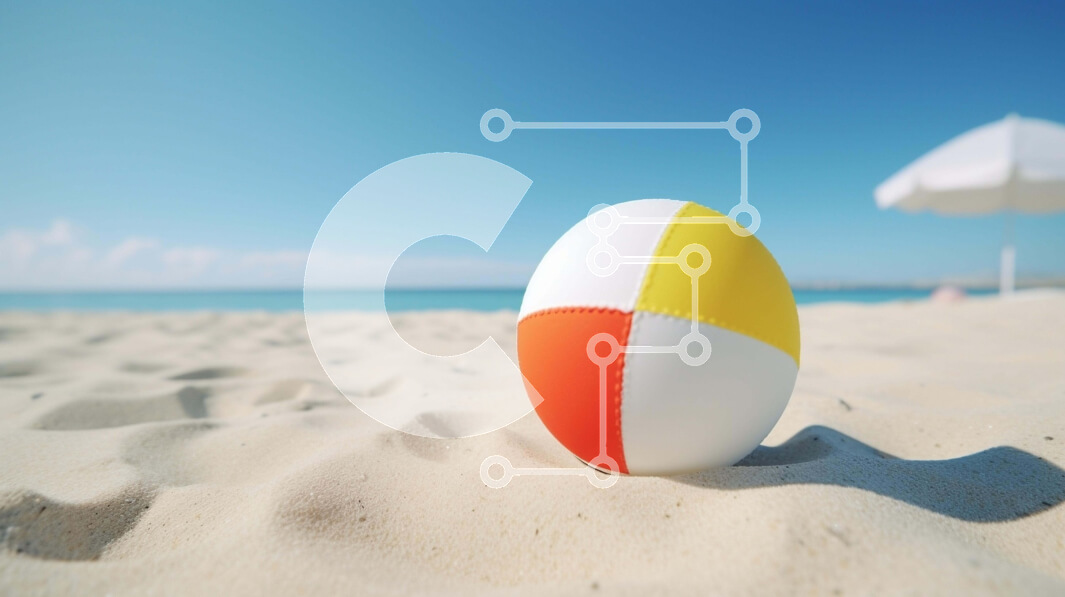 Intra Συλλεκτικό Ξύλινο Παζλ Plywood  4mm - Μπάλα και ομπρέλα παραλίας στην αμμώδη ακτή Σε Ξύλινο Κουτί - Διαστάσεις: 10x10 cm – 25 κομμάτια