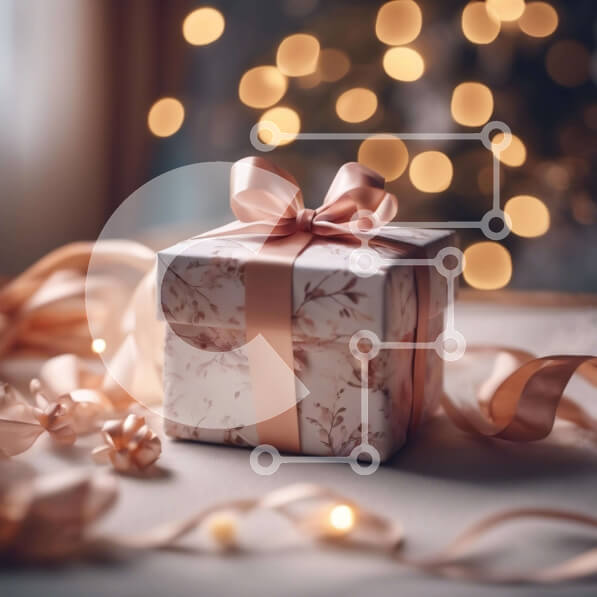 Intra Συλλεκτικό Ξύλινο Παζλ Plywood  4mm - Κομψό κουτί δώρου με φιόγκο και κορδέλα στο τραπέζι Σε Ξύλινο Κουτί - Διαστάσεις: 10x10 cm – 25 κομμάτια