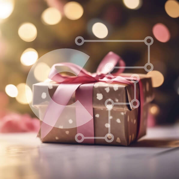 Intra Συλλεκτικό Ξύλινο Παζλ Plywood  4mm - Συναρπαστικό χριστουγεννιάτικο κουτί δώρου με ροζ κορδέλα και φιόγκο Σε Ξύλινο Κουτί - Διαστάσεις: 10x10 cm – 25 κομμάτια