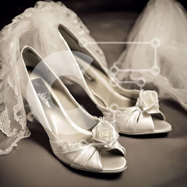 Σετ των 2 Intra Συλλεκτικό Ξύλινο Παζλ Plywood  4mm - Λευκά παπούτσια γάμου με πέπλο Σε Ξύλινο Κουτί - Διαστάσεις: 10x10 cm – 25 κομμάτια