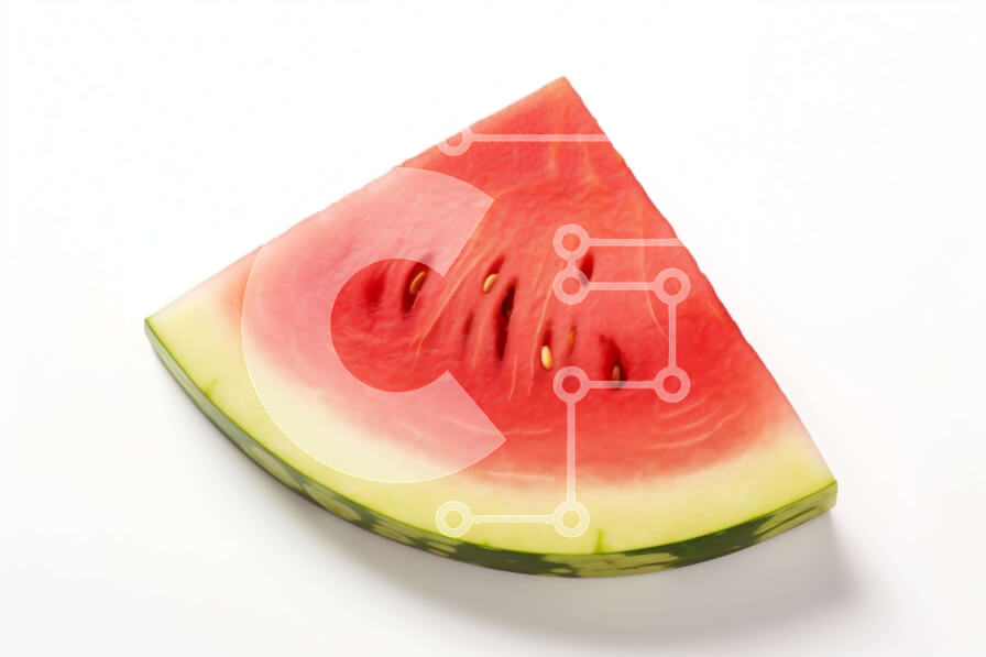 Σετ των 2 Intra Συλλεκτικό Ξύλινο Παζλ Plywood  4mm - Φρεσκοκομμένο καρπούζι και διάφορα φρούτα σε λευκή επιφάνεια Σε Ξύλινο Κουτί - Διαστάσεις: 10x10 cm – 25 κομμάτια