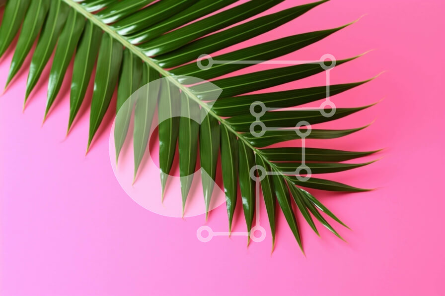 Intra Συλλεκτικό Ξύλινο Παζλ Plywood  4mm - Πράσινο φύλλο φοίνικα σε πορτοκαλο-ροζ φόντο Σε Ξύλινο Κουτί - Διαστάσεις: 10x10 cm – 25 κομμάτια