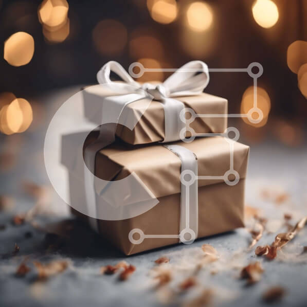 Intra Συλλεκτικό Ξύλινο Παζλ Plywood  4mm - Κομψά κουτιά δώρων διακοπών με λευκή κορδέλα Σε Ξύλινο Κουτί - Διαστάσεις: 10x10 cm – 25 κομμάτια