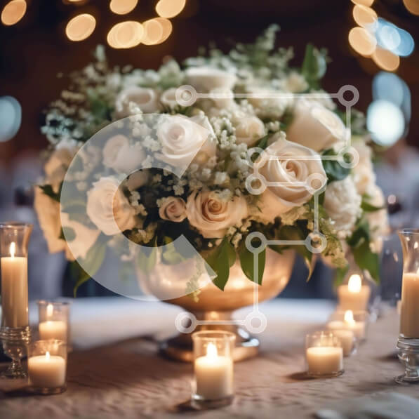 Σετ των 2 Intra Συλλεκτικό Ξύλινο Παζλ Plywood  4mm - Κομψό ασημένιο μπολ με λευκά τριαντάφυλλα και κεριά Σε Ξύλινο Κουτί - Διαστάσεις: 10x10 cm – 25 κομμάτια