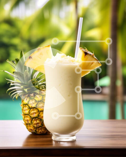 Σετ των 2 Intra Συλλεκτικό Ξύλινο Παζλ Plywood  4mm - Τροπικό Milkshake ανανά με φρέσκα φρούτα Σε Ξύλινο Κουτί - Διαστάσεις: 10x10 cm – 25 κομμάτια