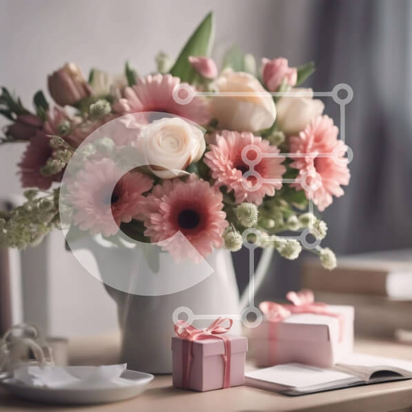 Intra Συλλεκτικό Ξύλινο Παζλ Plywood  4mm - Ανοιξιάτικα λουλούδια και δώρα Σε Ξύλινο Κουτί - Διαστάσεις Puzzle: 10x10 cm – 25 κομμάτια