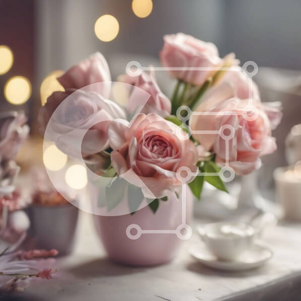 Σετ των 2 Intra Συλλεκτικό Ξύλινο Παζλ Plywood  4mm - Κομψό τραπέζι με ροζ τριαντάφυλλα και κερί Σε Ξύλινο Κουτί - Διαστάσεις: 10x10 cm – 25 κομμάτια