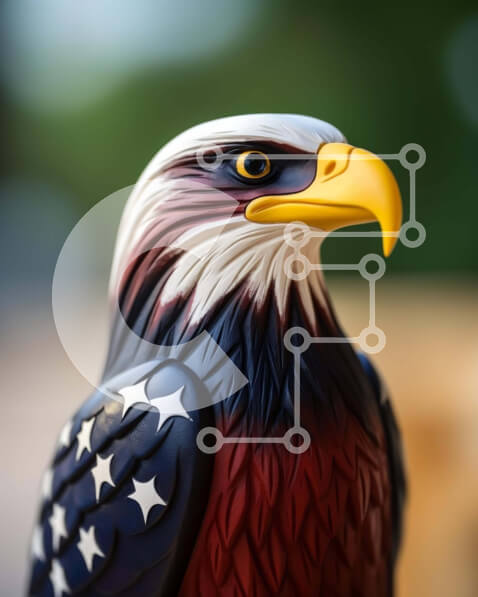 Intra Συλλεκτικό Ξύλινο Παζλ Plywood  4mm - Πατριωτικό άγαλμα αετού με κόκκινα, λευκά και μπλε αστέρια Σε Ξύλινο Κουτί - Διαστάσεις Puzzle: 10x10 cm – 25 κομμάτια