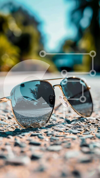 Intra Συλλεκτικό Ξύλινο Παζλ Plywood  4mm - Ζευγάρι γυαλιά ηλίου στο έδαφος Σε Ξύλινο Κουτί - Διαστάσεις: 10x10 cm – 25 κομμάτια