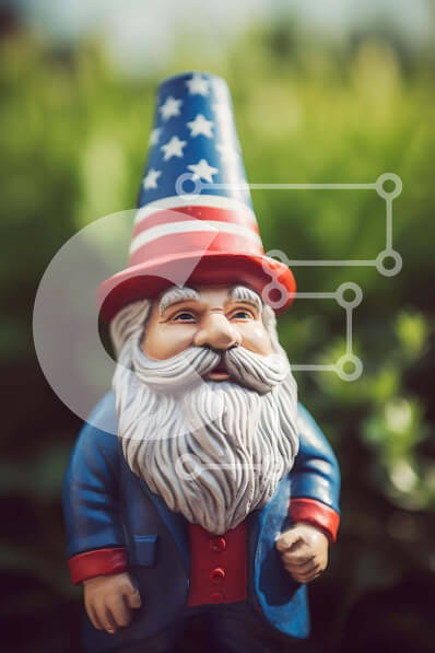 Σετ των 2 Intra Συλλεκτικό Ξύλινο Παζλ Plywood  4mm - Patriotic Gnome άγαλμα σε εξωτερικό περιβάλλον Σε Ξύλινο Κουτί - Διαστάσεις: 10x10 cm – 25 κομμάτια