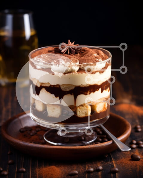 Σετ των 2 Intra Συλλεκτικό Ξύλινο Παζλ Plywood  4mm - Λαχταριστό επιδόρπιο μους σοκολάτας σε γυάλινο μπολ Σε Ξύλινο Κουτί - Διαστάσεις: 10x10 cm – 25 κομμάτια