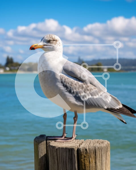 Σετ των 2 Intra Συλλεκτικό Ξύλινο Παζλ Plywood  4mm - Ήρεμη σκηνή: Λευκός Γλάρος κοντά στο νερό Σε Ξύλινο Κουτί - Διαστάσεις: 10x10 cm – 25 κομμάτια