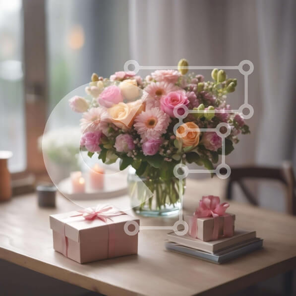 Σετ των 2 Intra Συλλεκτικό Ξύλινο Παζλ Plywood  4mm - Εορταστική λουλουδάτη σύνθεση με κουτιά δώρων και κεριά Σε Ξύλινο Κουτί - Διαστάσεις: 10x10 cm – 25 κομμάτια