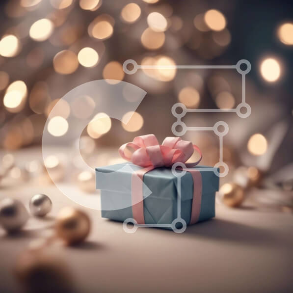 Intra Συλλεκτικό Ξύλινο Παζλ Plywood  4mm - Γιορτινό μπλε κουτί δώρου με χρυσά και ασημένια στολίδια Σε Ξύλινο Κουτί - Διαστάσεις: 10x10 cm – 25 κομμάτια