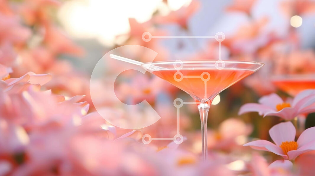 Σετ των 2 Intra Συλλεκτικό Ξύλινο Παζλ Plywood  4mm - Ροζ ποτήρι Martini με λουλούδια Σε Ξύλινο Κουτί - Διαστάσεις: 10x10 cm – 25 κομμάτια