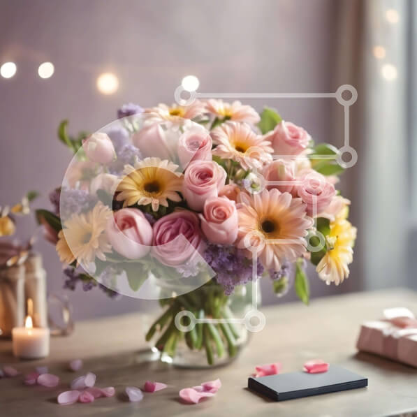 Σετ των 2 Intra Συλλεκτικό Ξύλινο Παζλ Plywood  4mm - Ρομαντική φλοράλ σύνθεση με βάζο, κεριά και κινητό Σε Ξύλινο Κουτί - Διαστάσεις: 10x10 cm – 25 κομμάτια