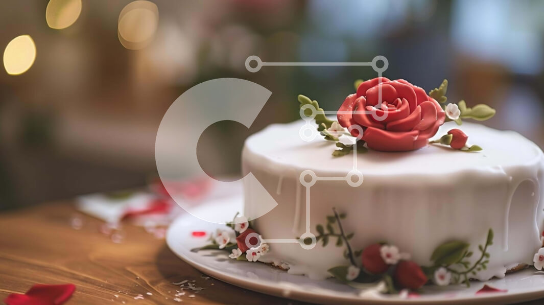 Σετ των 2 Intra Συλλεκτικό Ξύλινο Παζλ Plywood  4mm - Λευκή τούρτα με γλάσο και τριαντάφυλλα Σε Ξύλινο Κουτί - Διαστάσεις: 10x10 cm – 25 κομμάτια